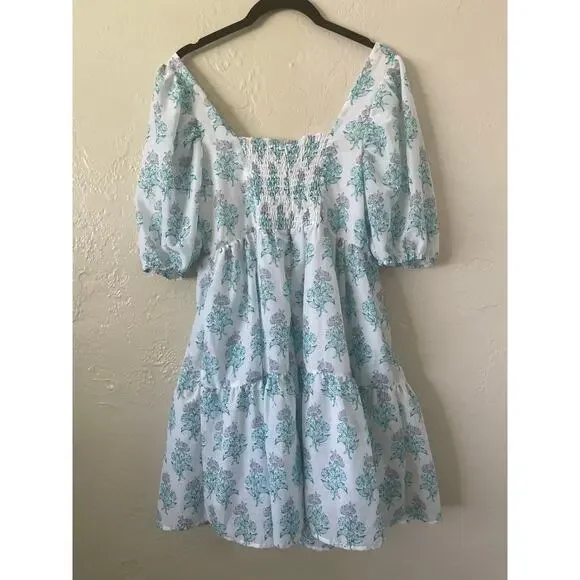 J. Marie Tiered Babydoll Floral Puff Sleeve Pastel Dress Coquette Cottage Core - Picture 6 of 10